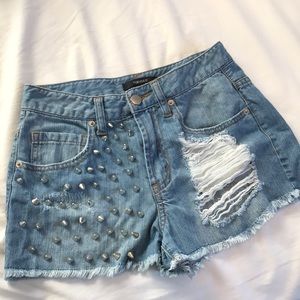 High waisted ripped denim shorts
